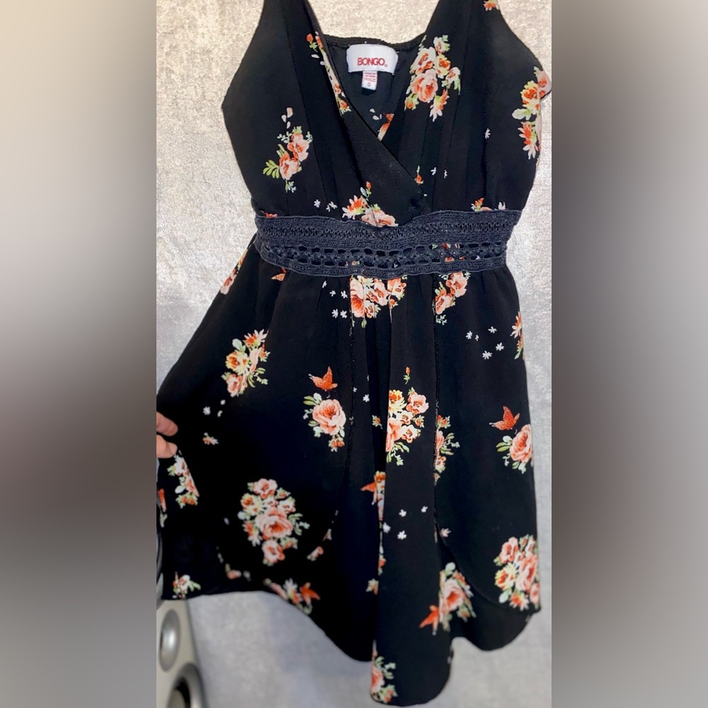 BONGO Black Multi-layered Floral Romper